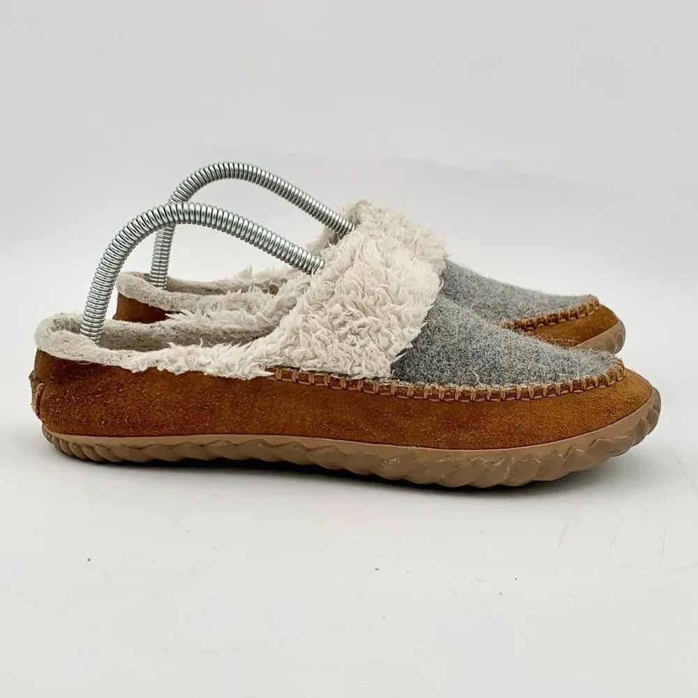 Sorel Out N About Cozy Slippers Brown Gray Womans Size 9.5